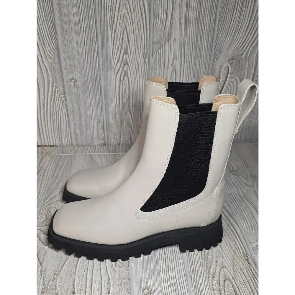 Clarks Stayso Rise Boots Ivory Leather Womens Size 7.5